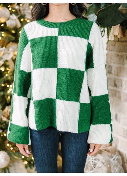 Emerald Green Checkered Sweater