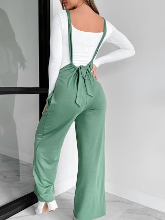 Green knit overalls